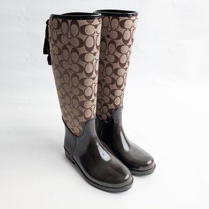Coach Women’s Tristee Lace-up Corset Signature Logo Mud/Rain Boots Brown Size 5
